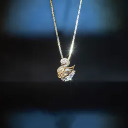 S925 STERLING Silver Swan Kolye Kadınlar Işık Lüks Azınlık Gül Altın Zarif Tasarım All-Match Klavikül Zinciri