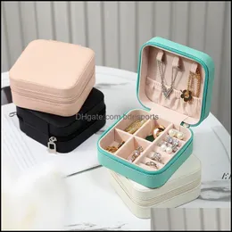 Aufbewahrungsboxen Bins Home Organisation Housekee Garden Tragbare Schmuckschatulle Ring Ohrring Organizer Einfach zu tragen PU Logo Custom RRA12505 Dro