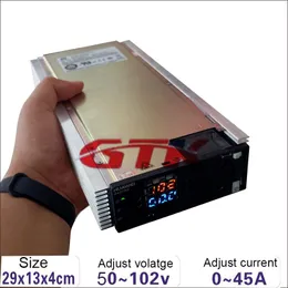 Carregador de bateria de lítio ajustável gtk, 0-102v, potência 4500w, 0-45a, grande corrente, 45amps, li-ion, lifepo4, lto, carregador rápido