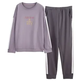 Casual Sleepwear Cotton Big Size Women Pajamas M L XL 3XL 4XL 5XL Cotton Pajama Set Sporty Style Plus Size Cotton Home Suits 220321