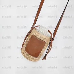 최고 품질의 정품 가죽 드로우 스트링 비치 가방 어깨 가방 여름 여자 남녀 토트 플랩 크로스 바디 가방 고급 디자이너 여성 패션 짚 케이스 6lowes
