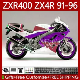 Bodywork Kit For KAWASAKI NINJA ZXR 400 CC ZX4R ZXR400 ZX-4R Purple white 91 92 93 94 95 96 138No.169 Body ZX 4R ZXR-400 1991 1992 1993 1994 1995 1996 400CC 91-96 OEM Fairing