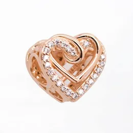 Игристые Entwined Hearts Charm 925 Серебряные Pandora Подвески для Браслетов DIY Ювелирные Изделия Комплекты Свободные Бусины Серебро Оптовая 789270C01