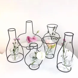 創造的なDIY花瓶パーティーホーム庭の装飾黒い植物の植物の鉢スタンドホルダー鉄線の花瓶