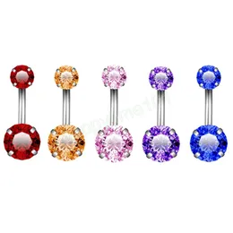 Roter Zirkon-Kristall, sexy Bauchnabelpiercing, Ombligo für Frauen und Mädchen, glänzende Bauchnabelringe, rostfrei, gebogene Piercings