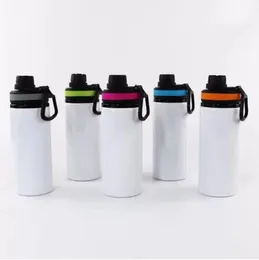Drinkware Sublimation Aluminium Blanks Vattenflaskor 600 ml Värmebeständiga vattenkokare Sport Cups White Cover Cup med handtag med Seat2I50476