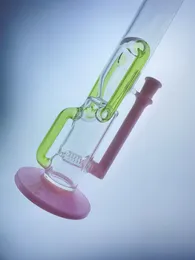 Bong per pipe da fumo riciclato solido rosa e verde di alta qualità con giunto da 14 mm da 16 pollici