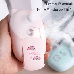 Mini pulverizador de niebla de mano y ventilador 2 en 1 Mouisture de piel Nano Vaporizador facial Pulverizador de belleza Cargador USB esencial de verano 220507