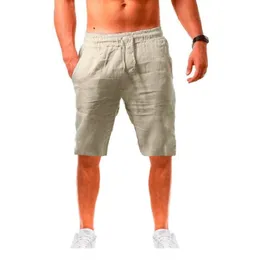 Män s bomullslinne shorts byxor manliga sommar andas in solid färgbyxor fitness streetwear s 4xl 220714