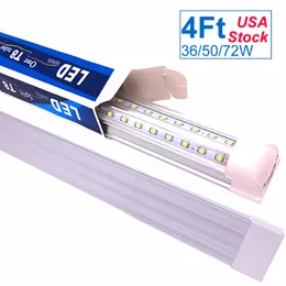 LED 4FT Lights Lights Hard Przewodowe 6500K 48 "T8 Tube Cold White 36W 50W 72W Zintegrowana żarówka Bar, 150W równoważny oświetlenie fluorescencyjne, działa bez T8 Balast