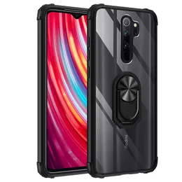 Casos de telefone kickstand para redmi note 8 9s 10s pro max mi 10 ultra 10t lite cristal transparente à prova de choque magnético montagem do carro híbrido acrílico tpu capa de celular