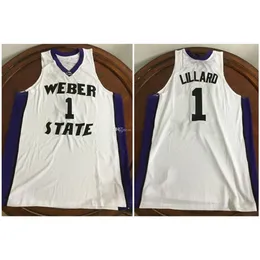 Nikivip Damian Lillard #1 Weber State Wildcats College White Retro Basketball Jersey Men's Men Mens
