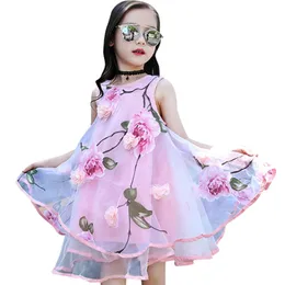 Девушки платья aixinghao Girls Dress Summer Teenage Teenage Floral Sunrress для цветов 8 10 12 -летний детский подросток для швабцы