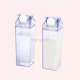 17oz Milk Carton Water Bottle Milk storage box Transparent Square High Capacity Cup Plastic Coffee Drink Mug Originality EE