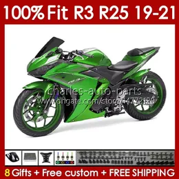 OEM Fairings dla Yamaha YZF R 3 25 YZFR3 YZFR25 2019 2020 2021 Body 141NO.92 100% FIT YZF-R3 YZF-R25 2019-2021 Ramka R3 19 20 21 Zestaw wtrysku do ciała Blosy zielony zielony