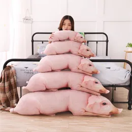 Simulated Sleeping Pig Plush Pillow Animals Stuffed Pillows Kids Adults Pets Bolster Sofa Chair Decor Friend Gift 507090120cm 220701