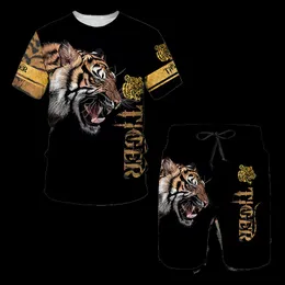 Tute da uomo The Tiger 3D Stampato da donna T-shirt da uomo Set Moda Leone Tuta Top Pantaloncini Sport e tempo libero Abito estivo da uomo 230724