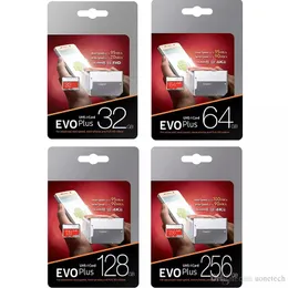 New Evo Plus 256GB 128GB 64GB 32GB بطاقة الذاكرة UHS-I U3 Trans Flash TF مع حزمة البيع بالتجزئة محول