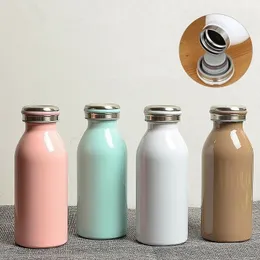 350 ml en gratis isolerad auto vakuum flaskor mjölk kaffe termos cup rostfritt stål termaler vatten flaska rese te mugg y200107