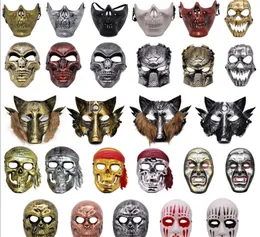Halloween Skull Mask Spaventoso Scheletro Guerriero Pirata Full Face Protector per Cosplay Masquerade Party Costume Puntelli Vintage Mutil Designs