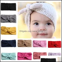 Hoofdbanden Haar sieraden Baby haarbanden Bow Elastics For Girls Newborn Ears Warmer Headband Accessoires Gebreide haak Drop Delivery 2021 I1CPZ