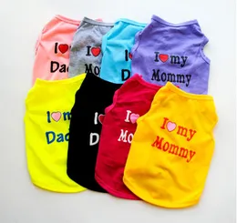 Dog Apparel Shirts I Love My Mommy Daddy Clothes Doggy Slogan Costume Comfortable Breathable Vest for Small Dogs Puppy T Shirt