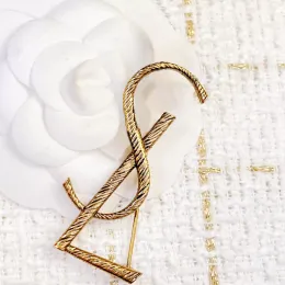 Классические YSLS Brooch Designer Letter Retro Gift Gift Gold Color Pins Женская модная брош
