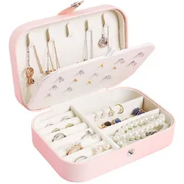 Multifunctional jewelry storage box simple girl earring plate necklace earring ring PU leather Rings Earrings Necklac Boxes HH22-115