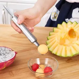 Stainless Steel Carving Knife Double Head Ball Scoop Children Digging Ice Cream Watermelon Ball Spoon DIY Fruit Platter Tool