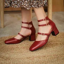 2022 Lolita Sweet Style Girls Black Red Buckles Cute Mary Janes Lovely Platform Shoes Woman High Heels Pumps Big Size 43 H220426