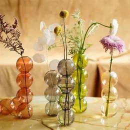 INS Crystal ball bubble Glass Vase Flower arrangement hydroponics ball glass art flower ware Home Decor 210409