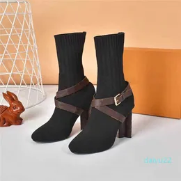 2022 Novo pódio de luxo da moda Plataforma tornozelo boot fashion woman calcanhar bootie ranger com original