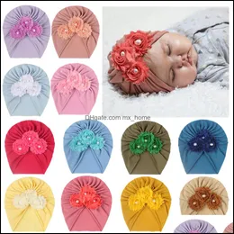 CAPS HATS 15754 Spädbarnsbaby hatt blommor huvudbonader godis färg barn småbarn barn barn beanies turban 14 colors drop de mxhome dax