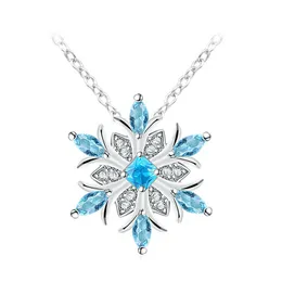 Hänge halsband garilina mode smycken snöflinga blå kubik zirkonia silver färg halsband för kvinnor bröllop engagemang present ap2120penda