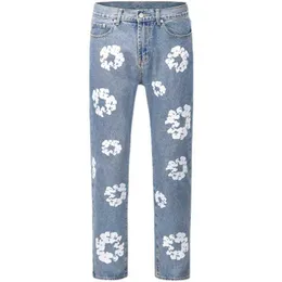 Jeans High Street Denim Tears Style Kapok Lavado Jeans Straight Fashion Fashion Vintage Loose Pants
