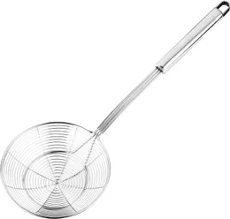 Linher de aranha de aço inoxidável sólido Filmer Skimmer Gladle para cozinhar e fritar utensílios de cozinha filtro de arame Filiador de macarrão colher 5,4 polegadas