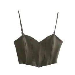 TRAF Gorset Top Kobiety Przycięte Zbiornik S Sexy Camis Backless Kobieta Moda Sweetheart Neck Bez Rękawów Paski Kobieta 220316