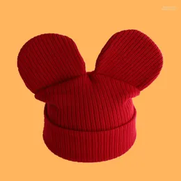 Beanie/Totenkopfkappen HUAYAN Mode Big Ear Hut für Frauen Warm halten Gestrickte Kapuze Hüte Niedliche Cartoon Winter Beanie Bonnet Caps1 Eger22