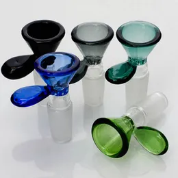 Coloré Fumer Épais Verre Herbe Tabac Huile Rigs Perruque Wag 14MM 18MM Interface Mâle Joint Pipe À Eau Filtre Écran Poignée Portable Narguilé Bong Bol DHL Gratuit