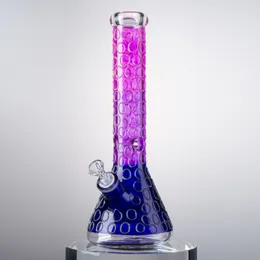 Glas bongs stora bong Heady glashandskraftsfäror 7mm tjocka olja dab riggar 18mm kvinnlig fog med skålvattenrör handarbete lila färgglada downstem lxmd20108