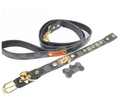 Moda Marrom Luxo PET Collars PU Couro Popular Impressão Cão de Cão Lemas De Moda Pet Decote