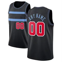 Tryckt Chicago Custom DIY Design Basketballtröja Anpassning Team Uniforms Skriv ut Personliga Any Name Number Män Kvinnor Kids Ungdom Boys Black Jersey