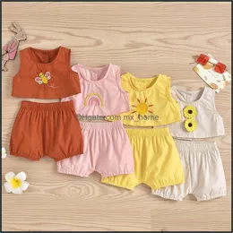 Одежда устанавливает детские деть детские девчонки наряды детского малыша Rainbow Sun Рукалоты DHJP4