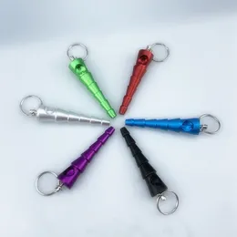 Últimas liga de alumínio colorido mini pagode tubos de forma seca tabela de tabaco handpipes portáteis anel chave para fumar titular de cigarro design inovador dhl