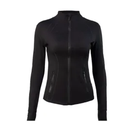 Lu Yoga Jacket Sweatshirts With Zipper Autumn Long Sleeve Gym Coat Fitness Tight midja Push Up Workout Slim Sporting Tops Bra