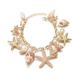 Pulseira de concha de búzio femme Ajustável boho Macramê amizade Real Seashell Pulseira Dia das Mães Jóias Presente GC1418