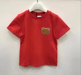 T-shirt in cotone per bambini T-shirt a maniche corte Top Ragazzi Ragazze Bambini Lettera casual stampata con motivo orso T-shirt Pullover taglia 90-130 cm