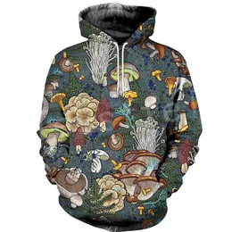 TESSFEL EST Växter Mushroom Fungus Camo Rolig Mode Tracksuit Pullover 3DPrint Zipper / Hoodies / Sweatshirts / Jacket A-19 220325