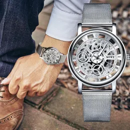 Wristwatches Hohl Uhr 2022 Skeleton Armbanduhr Männer Mesh Gürtel Frauen Unisex Quarz Uhren Relogio Masculino