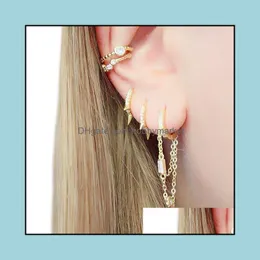 Nowa Sprzedaż Delikatny Pojedynczy Kamień Okrągły CZ Niebieski Zielony Czerwony Biały Klip Mankiecki Earring Earring Moda Kobiety Rainbow Minimal Drop Dostawa 2021 Hoop H